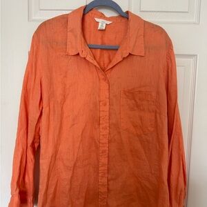 H&M Vibrant Orange Linen Shirt